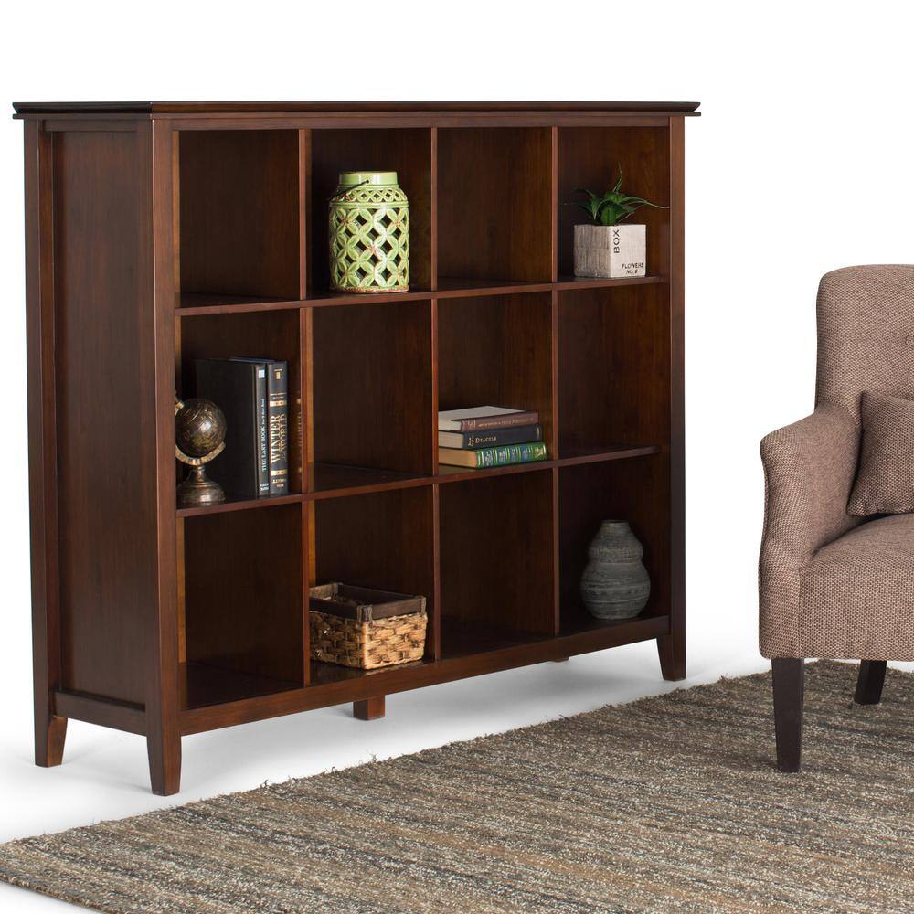 Russet Brown Solid Wood 12 Cube Storage Bookcase