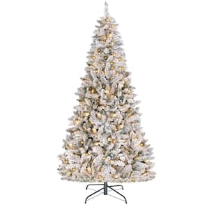 6.5 ft. Pink Flocked Artificial Christmas Tree with Clear LED Lights