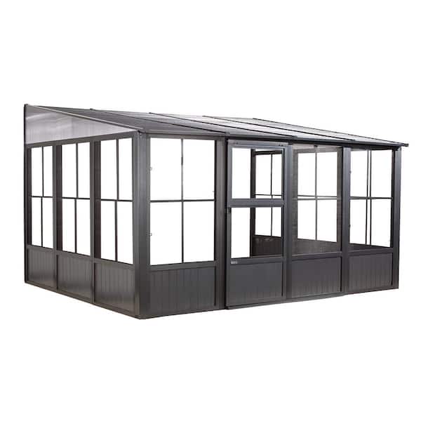 Charleston 10 ft. x 13 ft. Dark Grey Wall Mounted Solarium