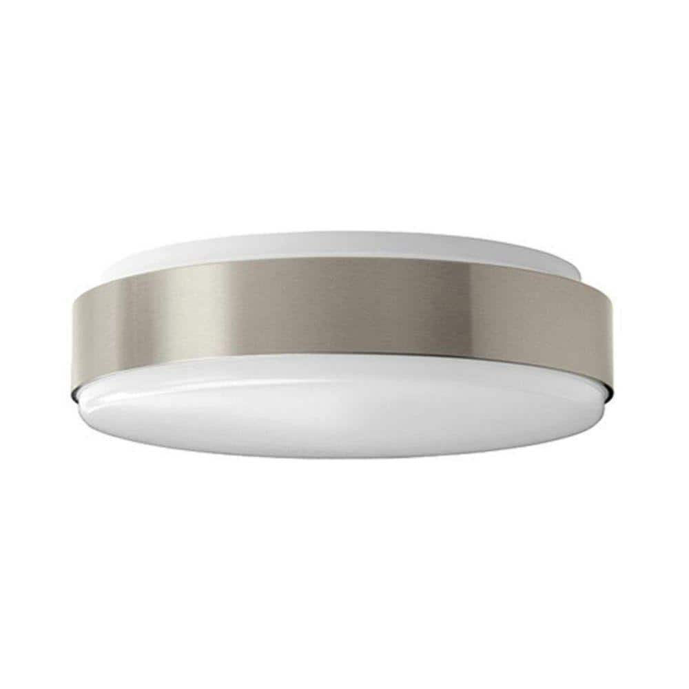 UPC 836607009180 product image for 11 in. 100-Watt Equivalent Brushed Nickel Bright White Round Integrated LED Flus | upcitemdb.com