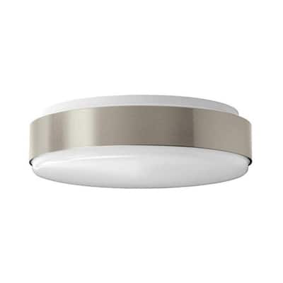 11 in. 100-Watt Equivalent Brushed Nickel Bright White Round Integrated LED Flush Mount Ceiling Light Fixture