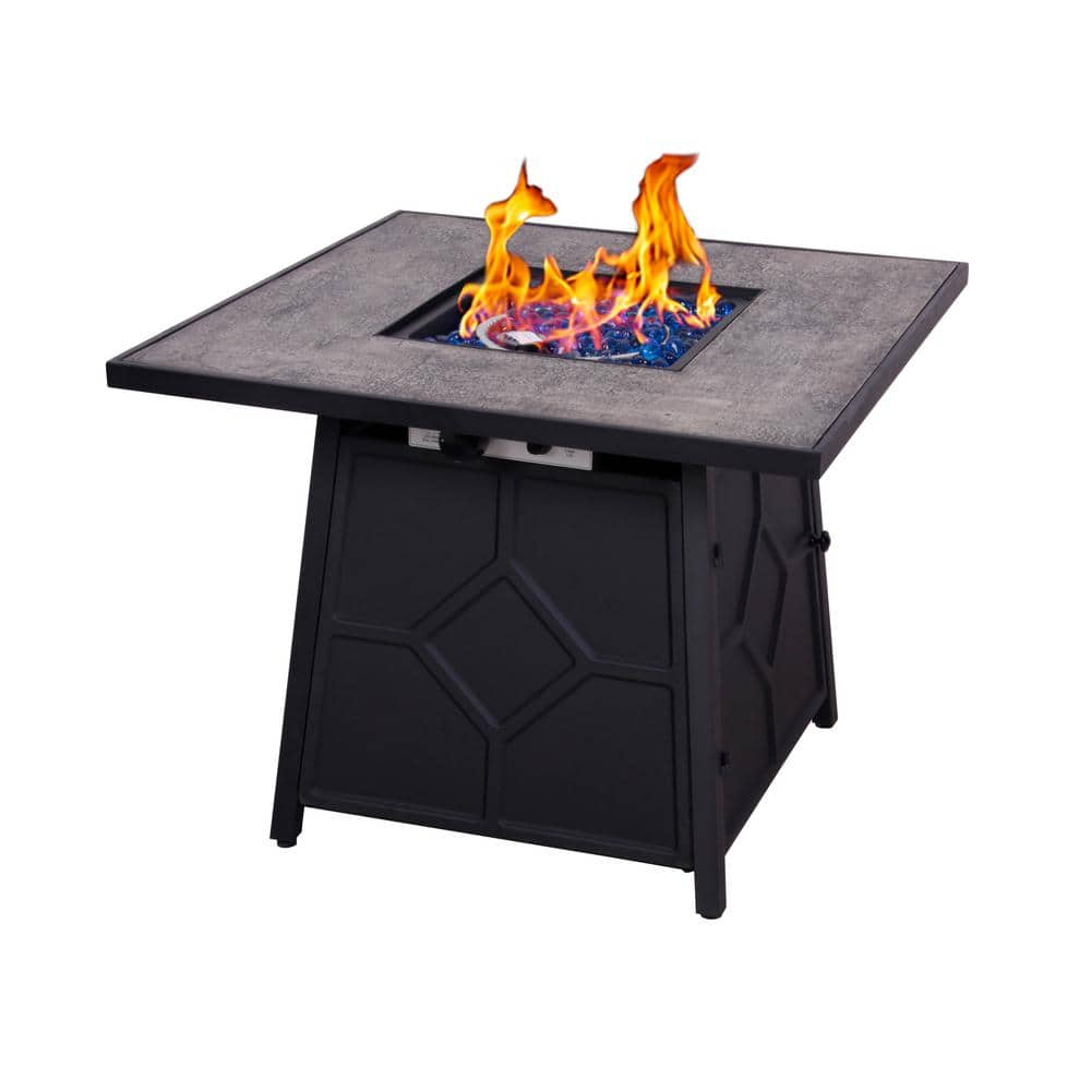 HeatMaxx 32 in. 40,000BTU Fire Pit Propane Gas Fire Pit Table Square Tabletop SRGF12101 The