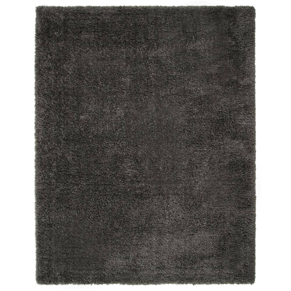 Charcoal Gray 8' x 10' Wool and Synthetic Shag Rug