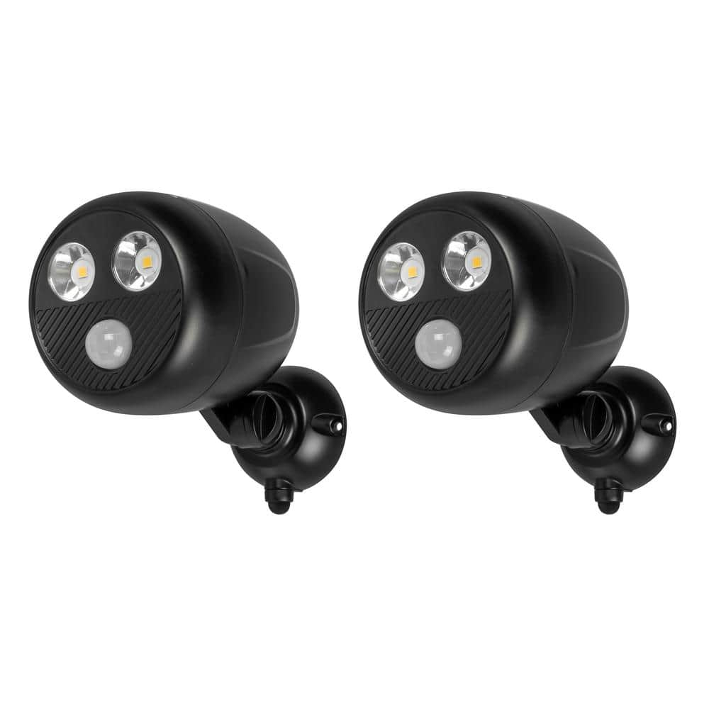 450-Lumen Battery Powered 120-Degree Black Motion Activated Integrated LED Flood Light (2-Pack)