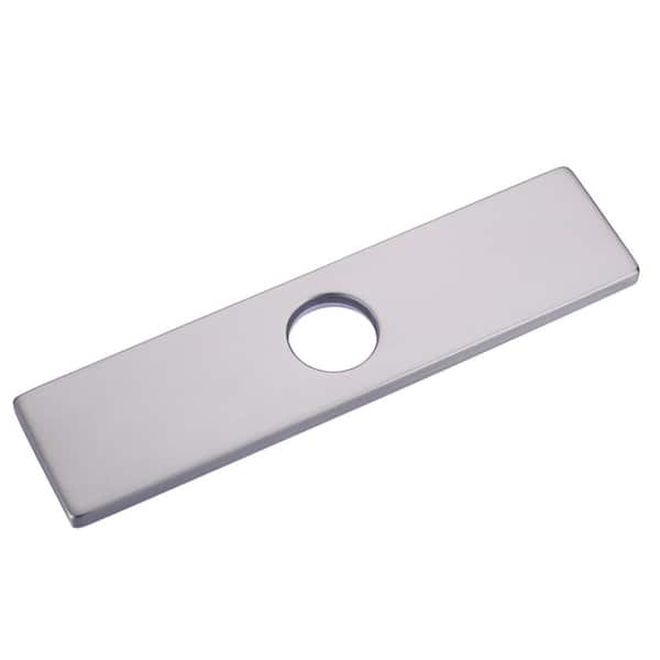 IVIGA 10 in. x 2.44 in. x 0.33 in. Stainless Steel Kitchen Sink Faucet Hole Cover Deck Plate Escutcheon in Brushed Nickel