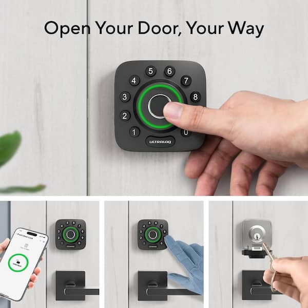 U-Bolt Pro 6-in-1 Bluetooth Enabled Fingerprint and Keypad Smart Lock Deadbolt Plus Bridge WiFi Adapter