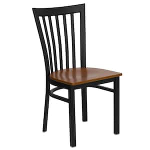 Hercules Series Black School House Back Metal Restaurant Chair with Cherry Wood Seat