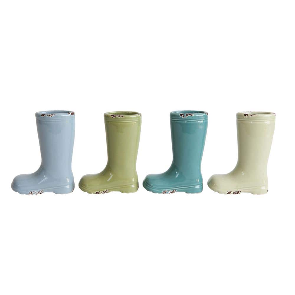4 Distressed Stoneware Multicolor Boot Vases 1.5 in. in Multicolor price history on PriceWatchPro