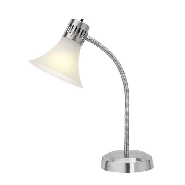 Hampton Bay 20-3/4 in. Satin Nickel Desk Lamp with Adjustable Gooseneck