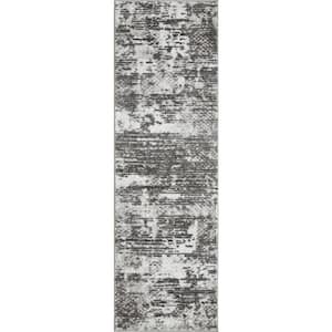 Rhane Afrey Gray 2 ft. x 6 ft. 7 in. Abstract Polypropylene Runner Rug
