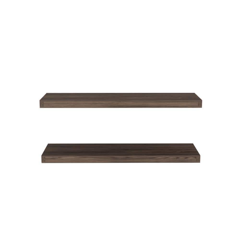 31.5 in. W x 10 in. D Brown Particle Board Floating Decorative Wall Shelf f
