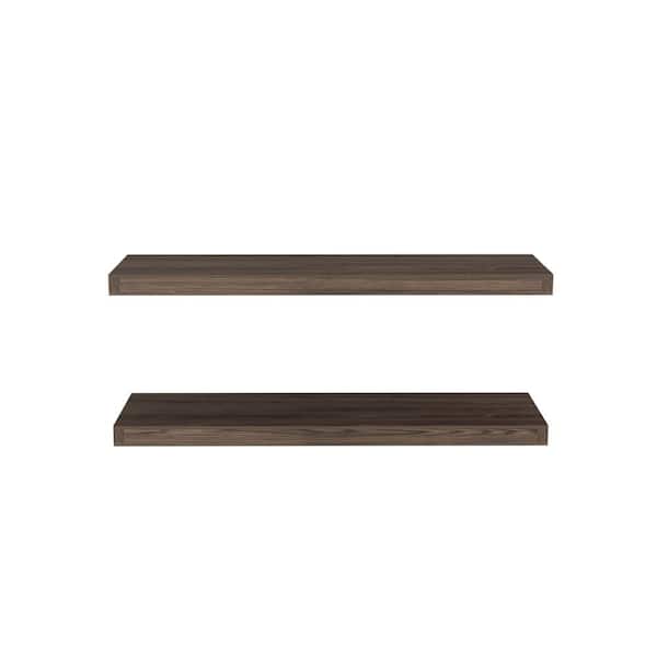 Unbranded 31.5 in. W x 10 in. D Brown Particle Board Floating Decorative Wall Shelf for Wall Decor (2-Pack)