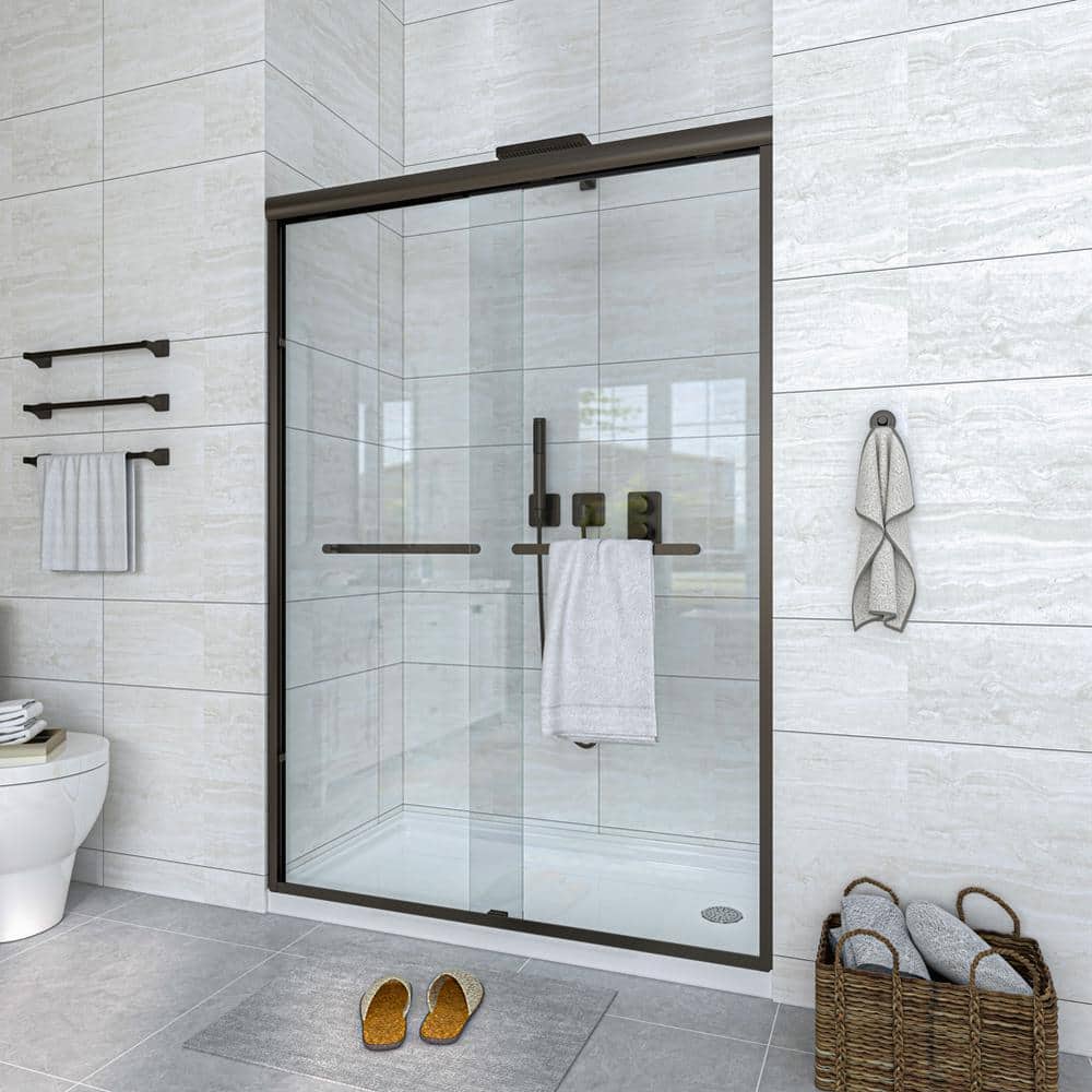 72" Black Frameless Pivot Shower Door with Clear Glass
