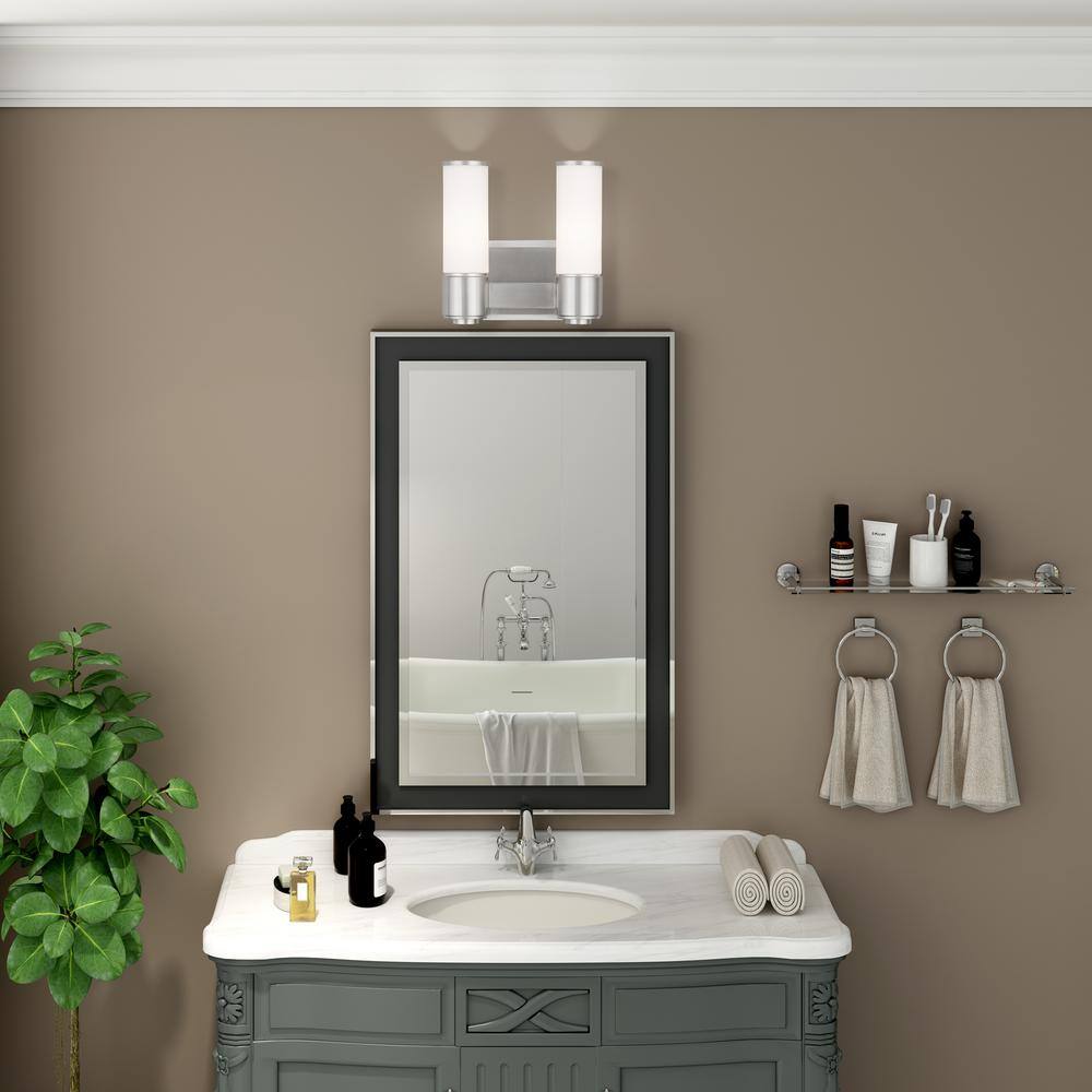 Weston Brushed Nickel 2-Light Vanity with Satin Opal Glass