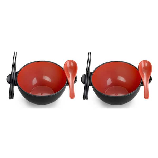 Ozeri Black and Red Earth Ramen Bowl 6-Piece Set RB2-RD - The Home
