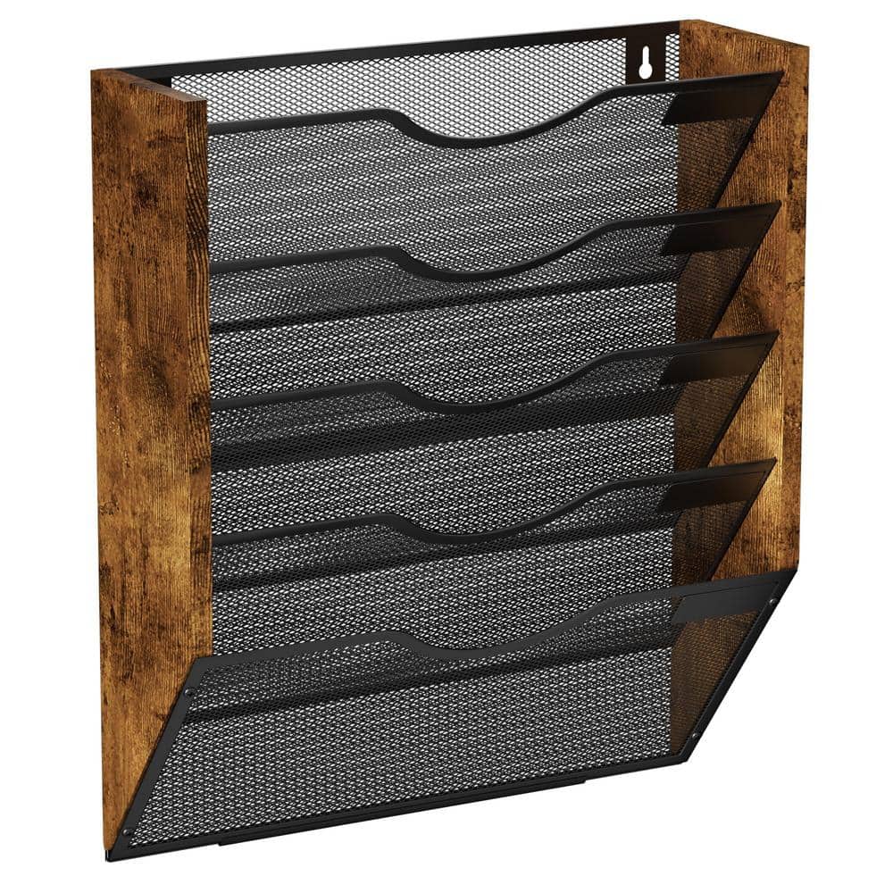 14.3 in. x 4.9 in. Rustic Brown Hanging Mails Folders Papers Magazine Photo