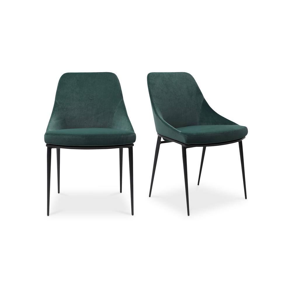Vivian Green Velvet Upholstered Side Chair with Metal Legs - Set of 2