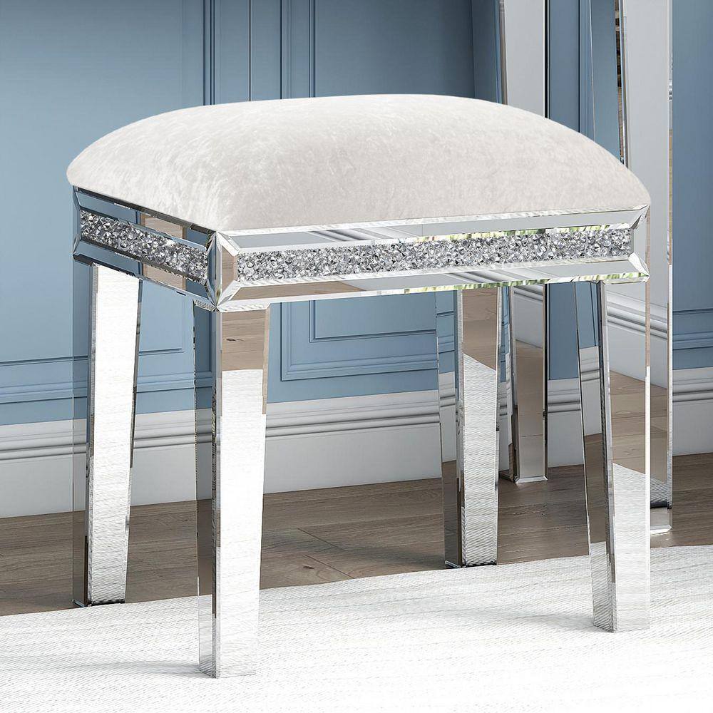 18.1 in. W x 19.7 in. H Frameless Mirrored Vanity Stool
