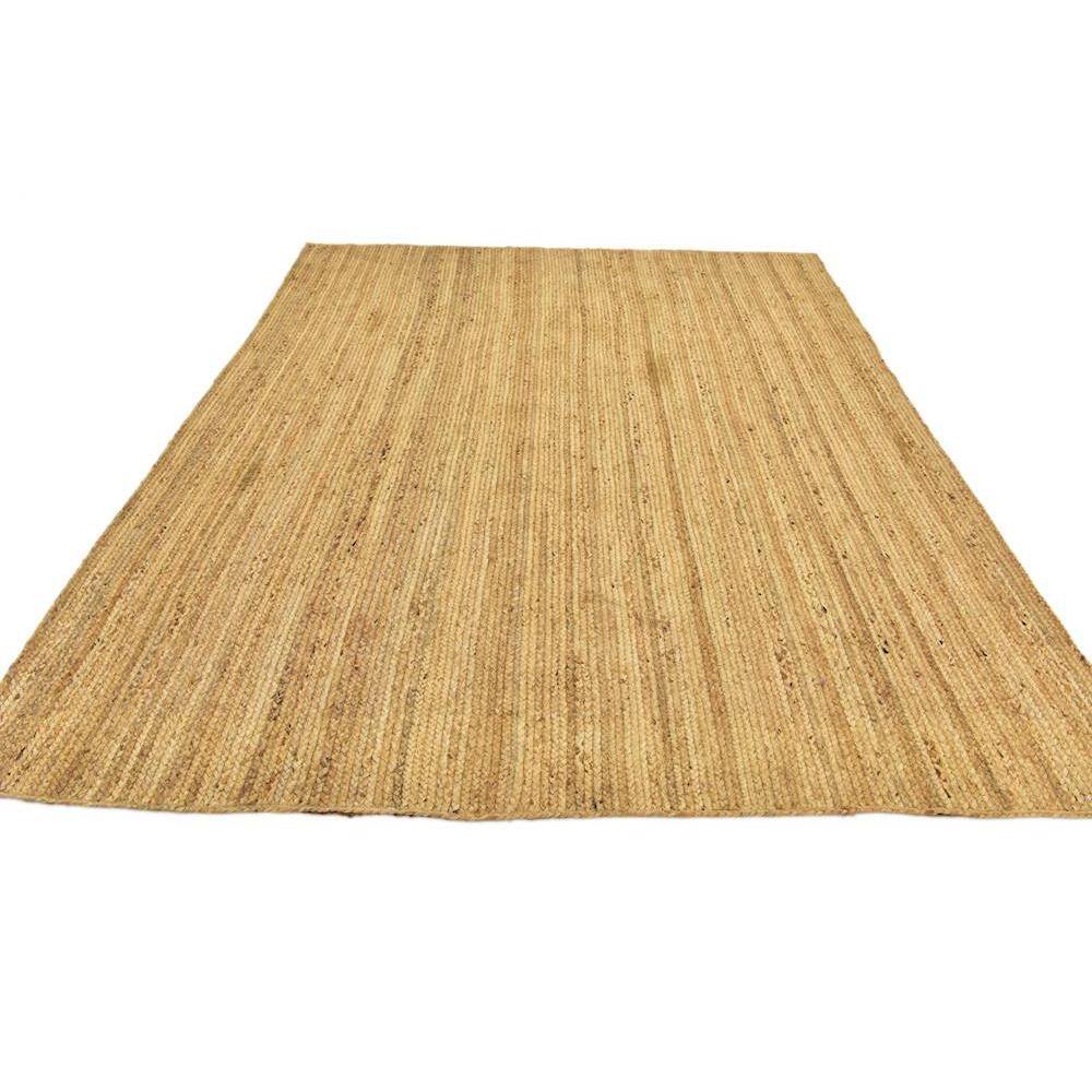 Handmade Reversible Braided Jute and Cotton Rug 8' x 10' - Natural Brown