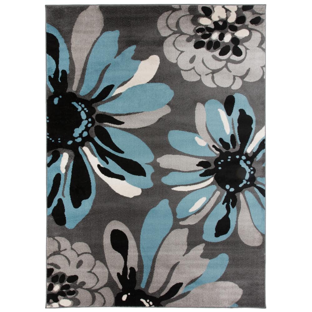 Modern Bright Flowers Non-Slip Area Rug Multi - 5'3 x 7'3