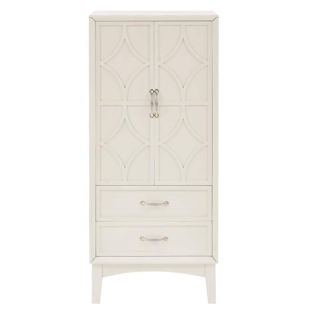 Antique White 53.5 in. Accent Cabinet Office Storage Cabinet with 2 Adjustable Shelves and Doors price history on PriceWatchPro