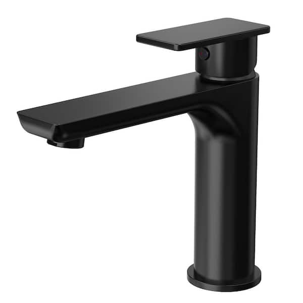 YAWWALK Single Handle Single Hole Bathroom Faucet with Valve in Matte Black (1-Pack)