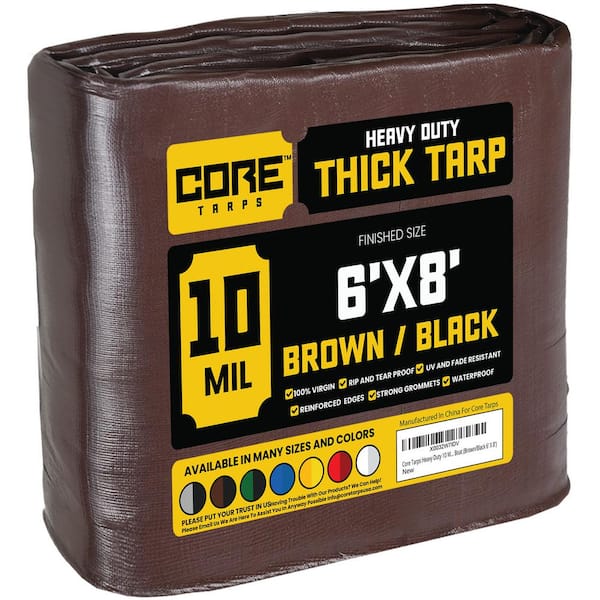 6 ft. x 8 ft. Brown/Black 10 Mil Heavy Duty Polyethylene Tarp, Waterproof, UV Resistant, Rip and Tear Proof