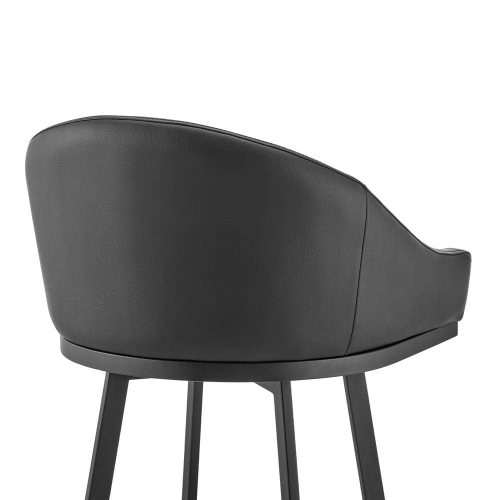 Noran Black Faux Leather Adjustable Swivel Counter Stool