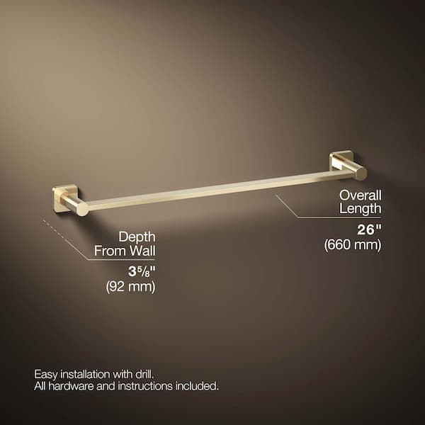 KOHLER Parallel 24 in. Wall Mounted Towel Bar in Vibrant French