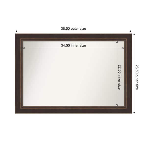 Amanti Art Lara Bronze 38.5 in. W x 26.5 in. H Custom Non-Beveled Wood Framed Bathroom Vanity Wall Mirror