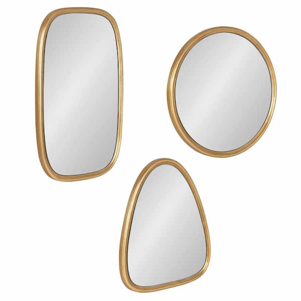 Kate and Laurel Small Irregular Gold Neo-Classical Mirror (16 in. H x 12 in. W)