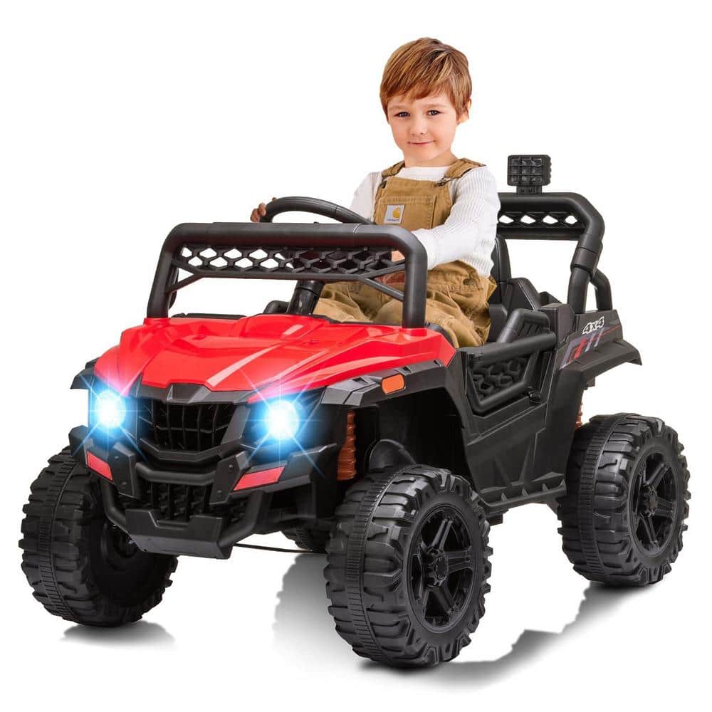 Red 12-Volt Ride On Car with LED Lights and Music