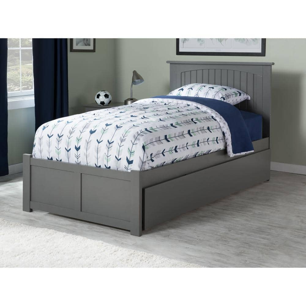 Nantucket Gray Twin Wood Platform Bed with Trundle