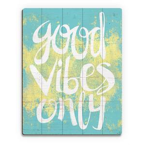 11 in. x 14 in. "Good Vibes Only Blue" Planked Wood Wall Art Print