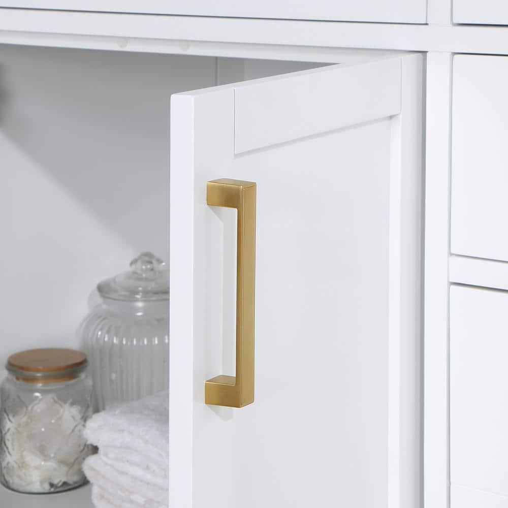 Gavino 30" White Solid Wood Bathroom Vanity with Gold Hardware