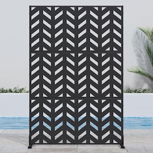 72 in. H x 47 in. W Arrow Pattern Outdoor Metal Privacy Screen Garden Fence Wall Applique in Black