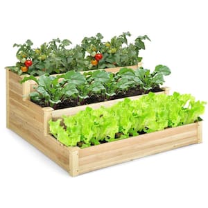 48 in. x 48 in. x 22 in. 3-Tier Natural Raised Garden Bed Wood Planter Kit for Flower Vegetable Herb