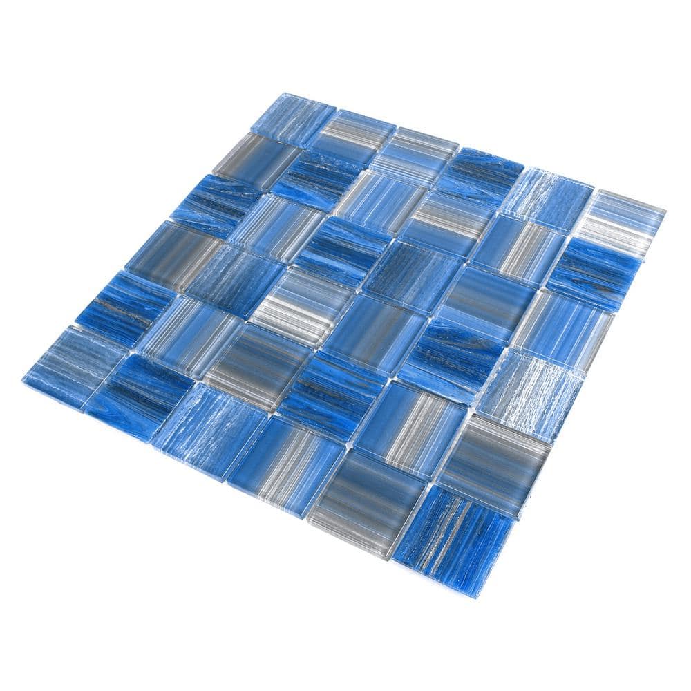 Toluca 12'' x 12'' Polished Blue Glass Mosaic Tile