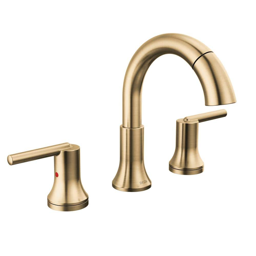 Delta Trinsic 8 In Widespread Double Handle Bathroom Faucet With Pull Down Spout In Champagne 7478