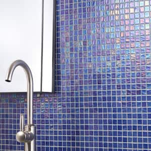 Rapids Blue Lagoon 12.2 in. x 18.1 in. Polished Glass Floor and Wall Mosaic Pool Tile (1.53 sq. ft./Sheet)