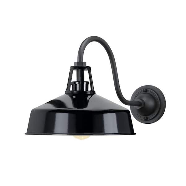Perry Court 1-Light Gloss Black Outdoor Wall Lantern