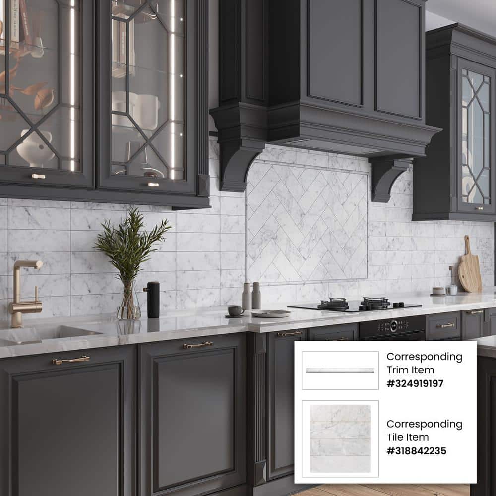 Apollo Gray and White 4x12 Honed Marble Subway Tile