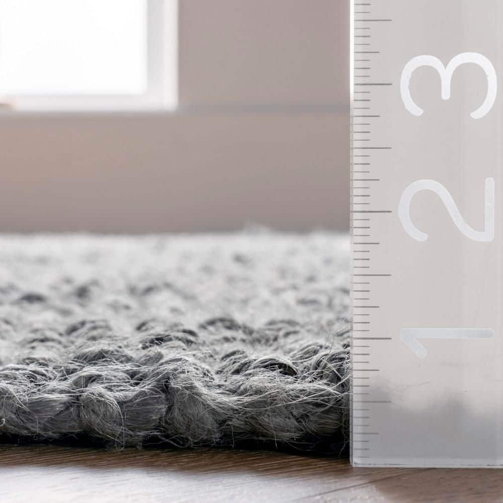 Handcrafted Gray Jute Braided 31" Reversible Area Rug