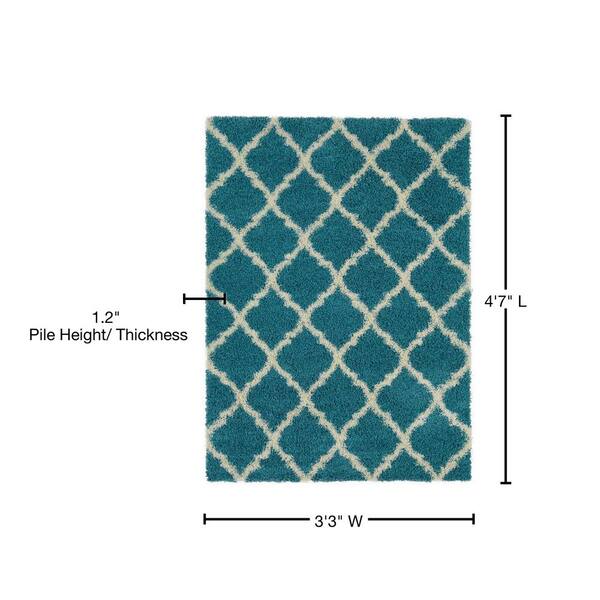 Ottomanson Shaggy Collection Moroccan Trellis Design 3x5 Indoor