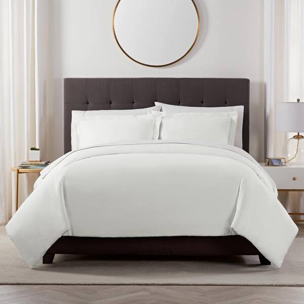 Serta X Comfort 3-Piece Off White Solid Cotton Blend Full/Queen Duvet Cover Set