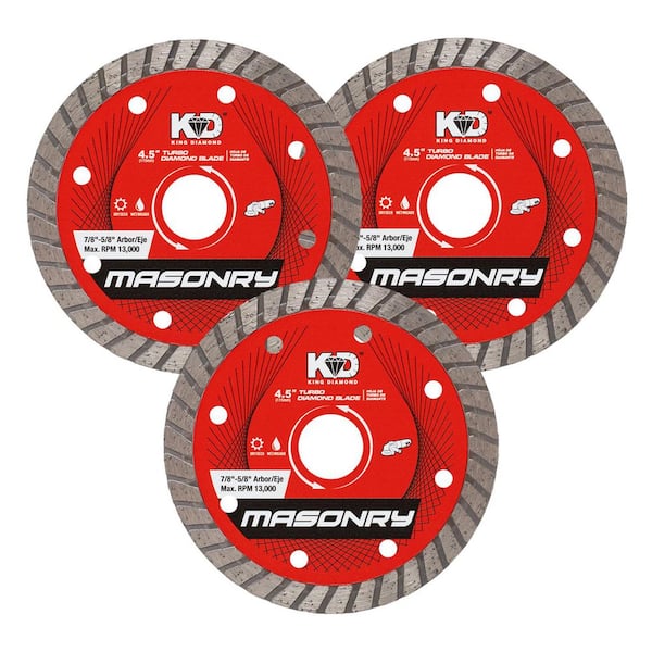4.5 in. Masonry Material Cutting Turbo Rim Diamond Blades (3-Pack)