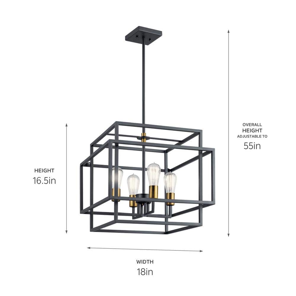Modern Matte Black 18" Ambient 4-Light Ceiling Pendant