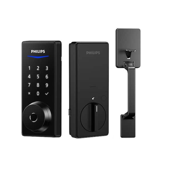 1000 Series Matte Black Single Cylinder Electronic Deadbolt with Handle Set
