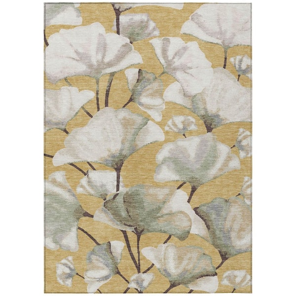Chantille Machine Washable Indoor/Outdoor Abstract ACN2405 Gold 5 ft. x 7 ft. 6 in. Area Rug