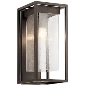 Mercer 18.75 in. 1-Light Olde Bronze Outdoor Hardwired Wall Lantern Sconce with No Bulbs Included (1-Pack)